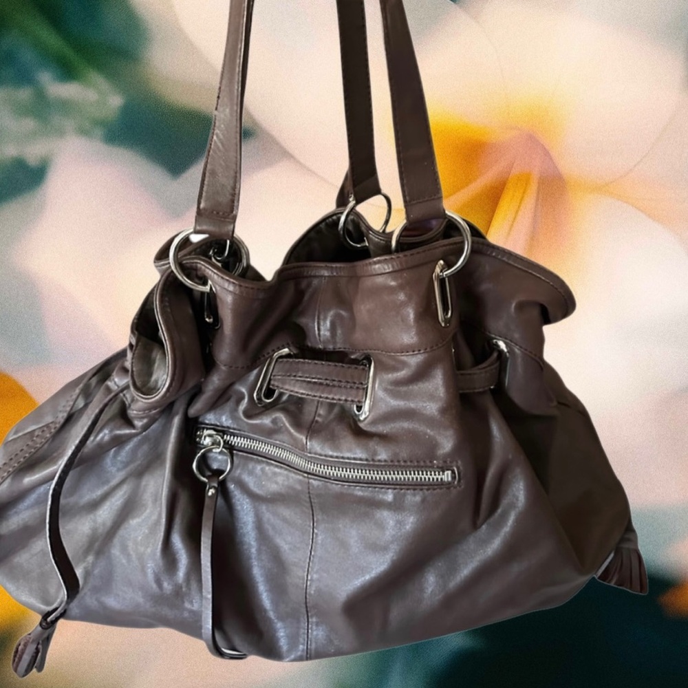 Donald J. Pliner Espresso Leather Shoulder Bag/Tote